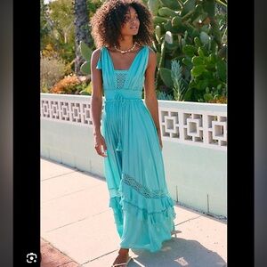 Free People Santa Maria Maxi Dress in Hydra Blue